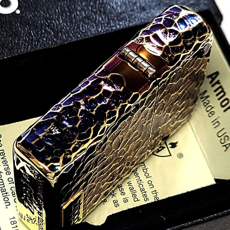 Zippo Armor Hammertone Metal Aurora Gold 5 Sided Processing Lighter Japan