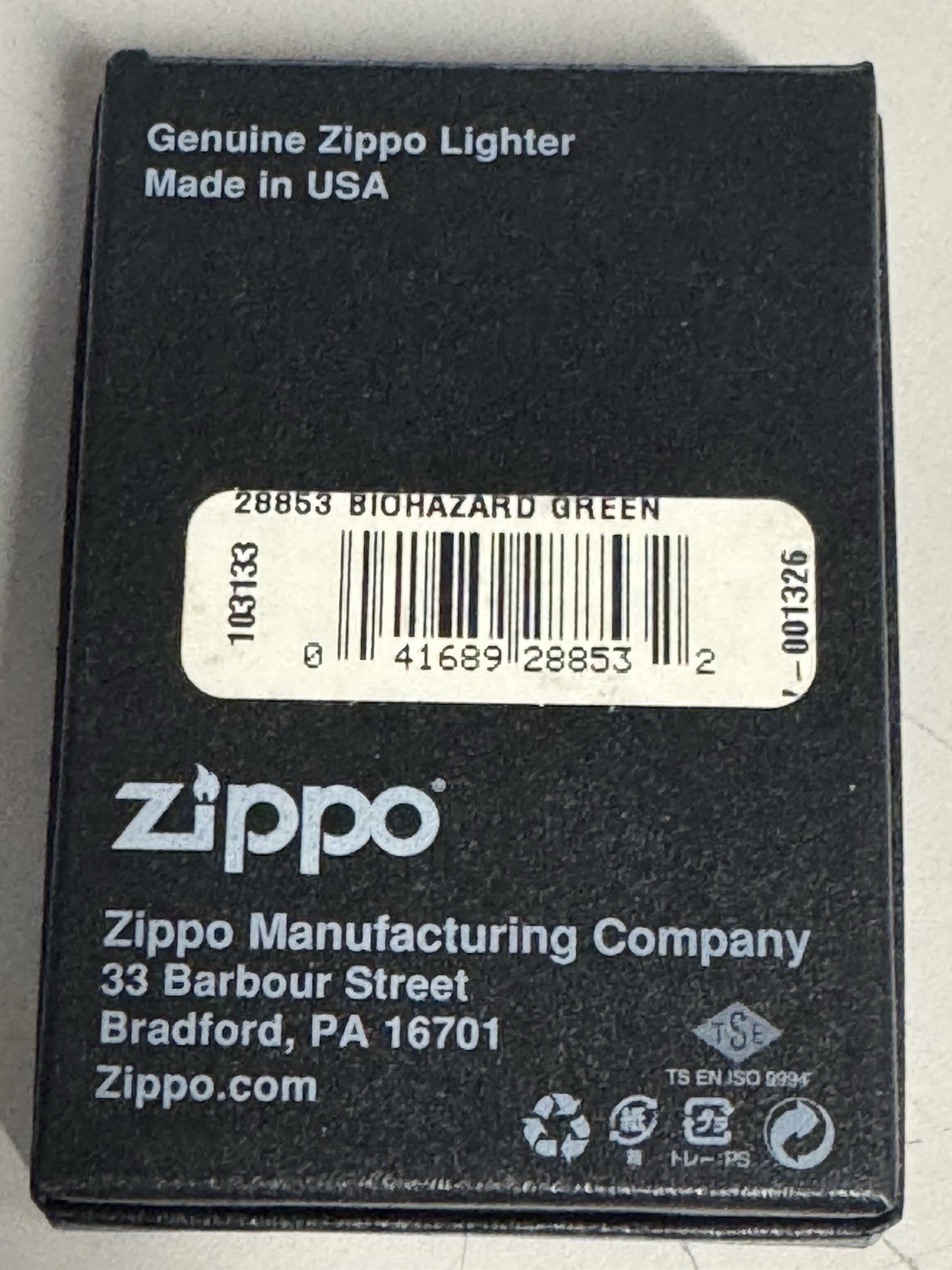 ZIPPO 2015 GREEN BIOHAZARD BLACK MATTE LIGHTER SEALED IN BOX C943