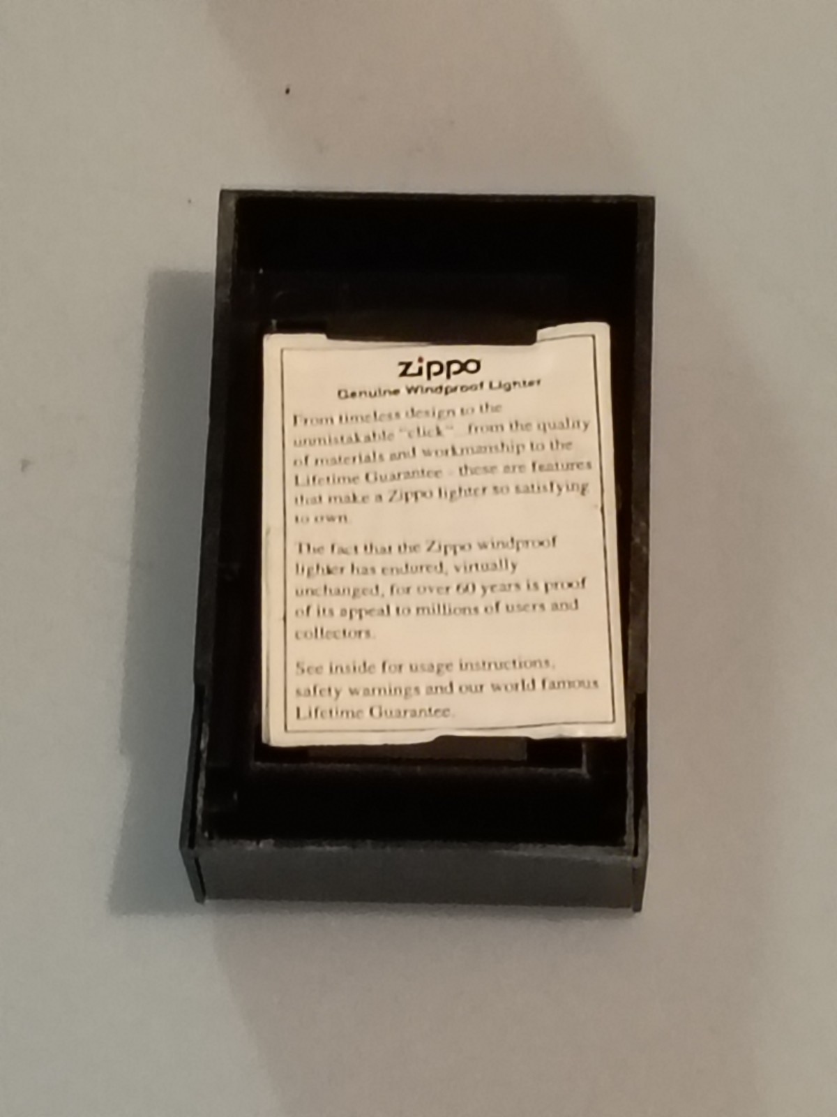 Vintage Golfer Zippo Lighter Black Plastic Box