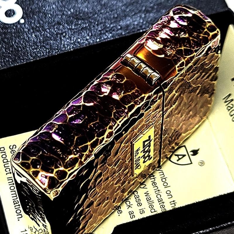 Zippo Armor Hammertone Metal 5 Sided Processing Aurora Gold Lighter Japan