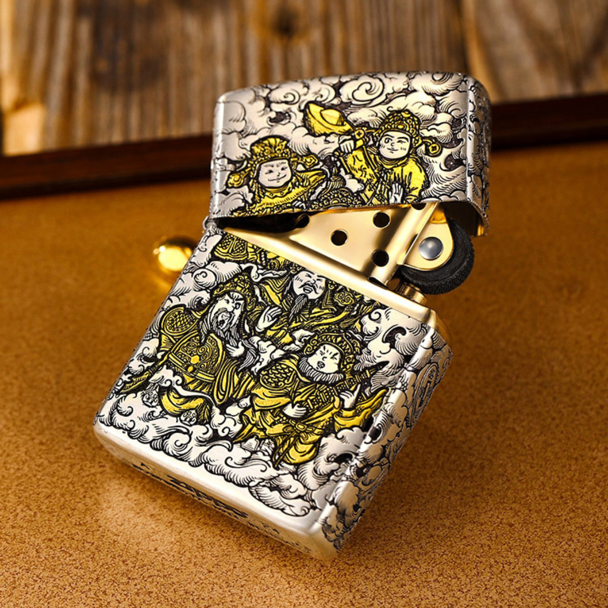 Zippo Armor Five-Way God of Wealth Lighter Smoked Silver Limited Edition