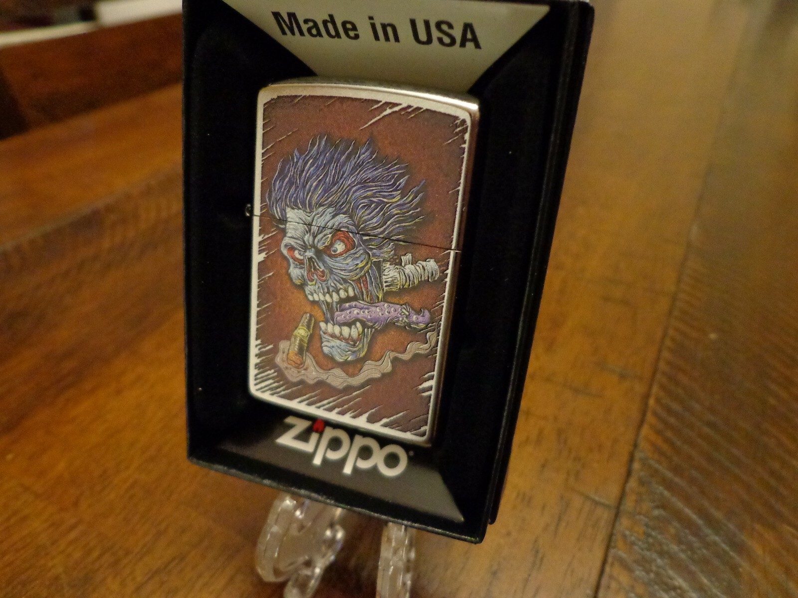 ZOMBIE SKULL SMOKING CIGAR ZIPPO LIGHTER MINT IN BOX
