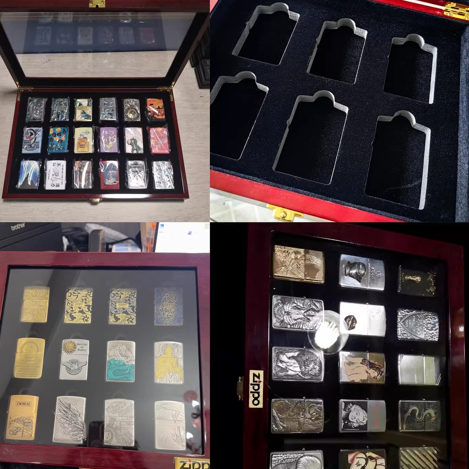 12 Slot Flip Cover Wooden Box for Lighters Collection and Storage