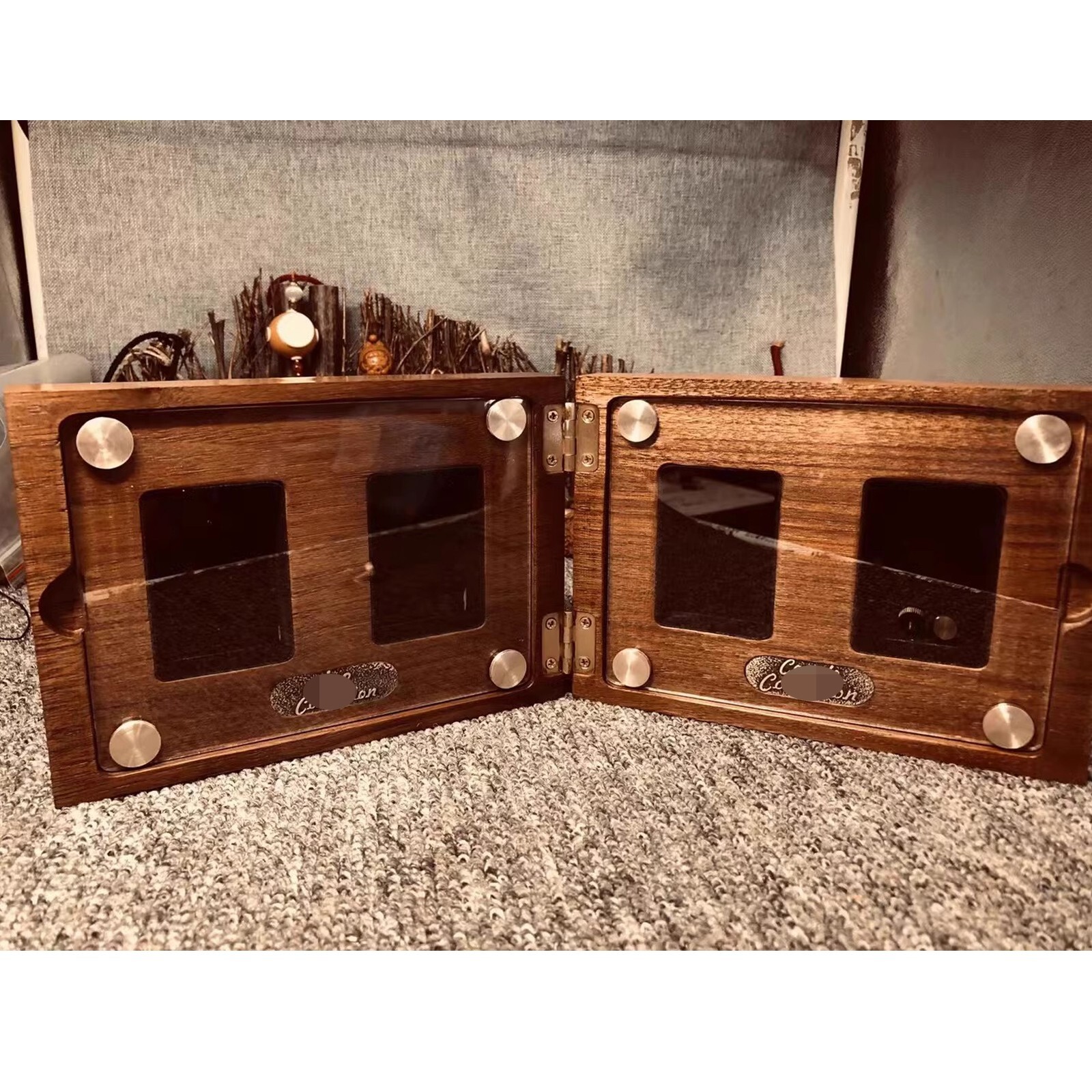 4 Slot North America Black Walnut Collection Display Case – For Zippo Lighters