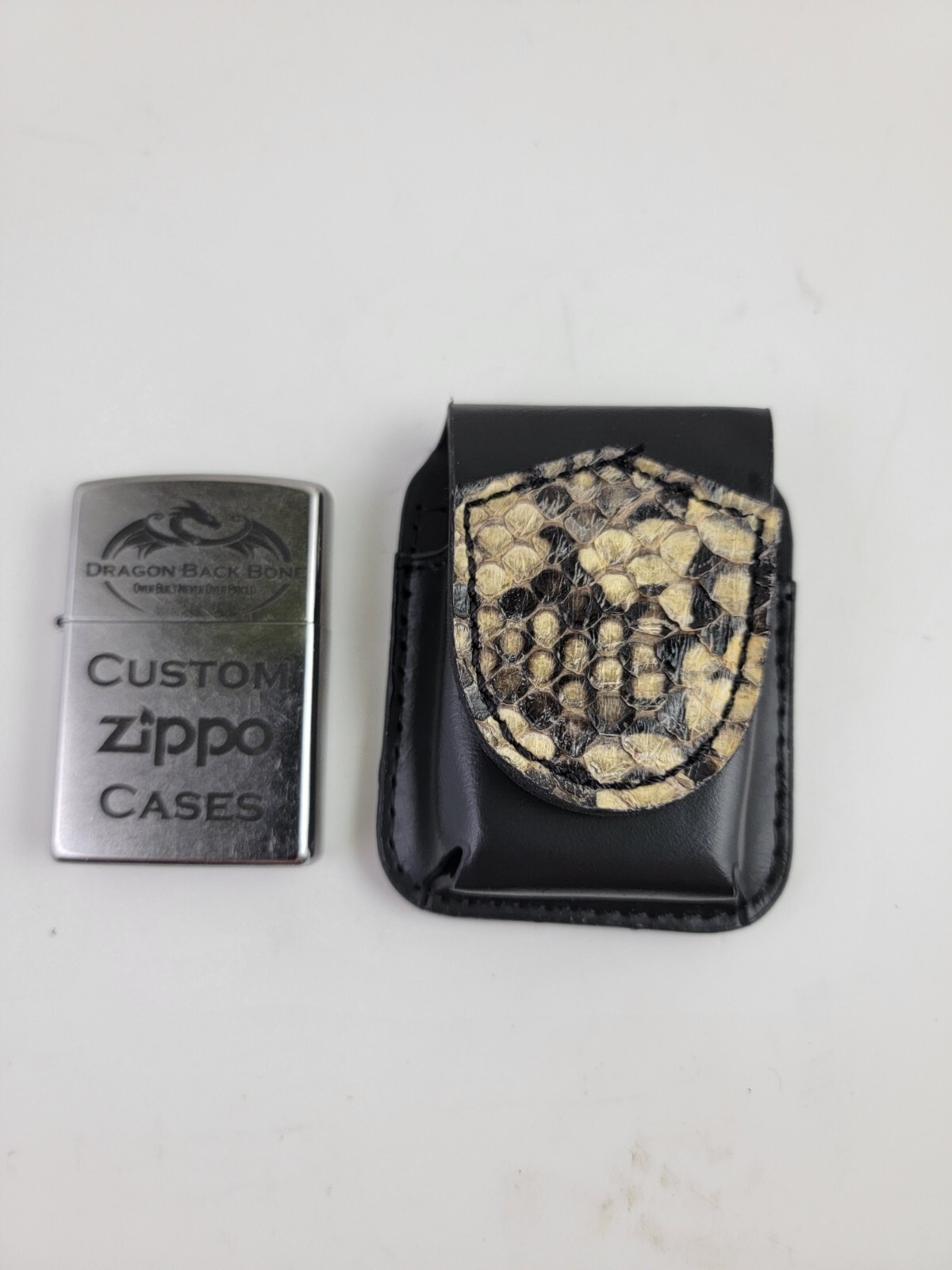 Reticulated PYTHON ZIPPO leather lighter case Pouch holder New Genuine Handmade
