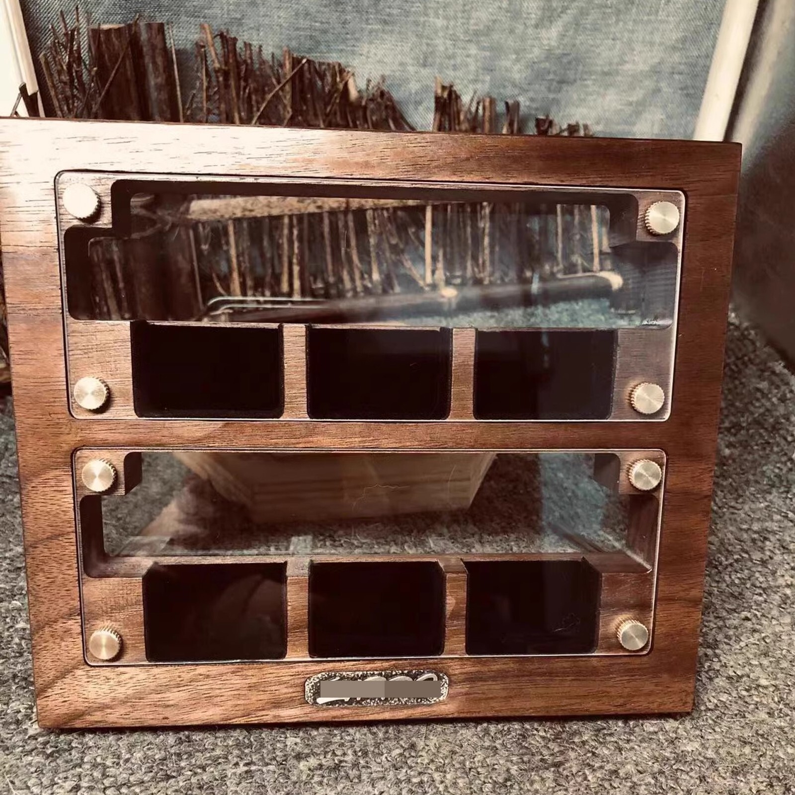 6 Slot America Black Walnut Collection Display Case – For Zippo Lighters