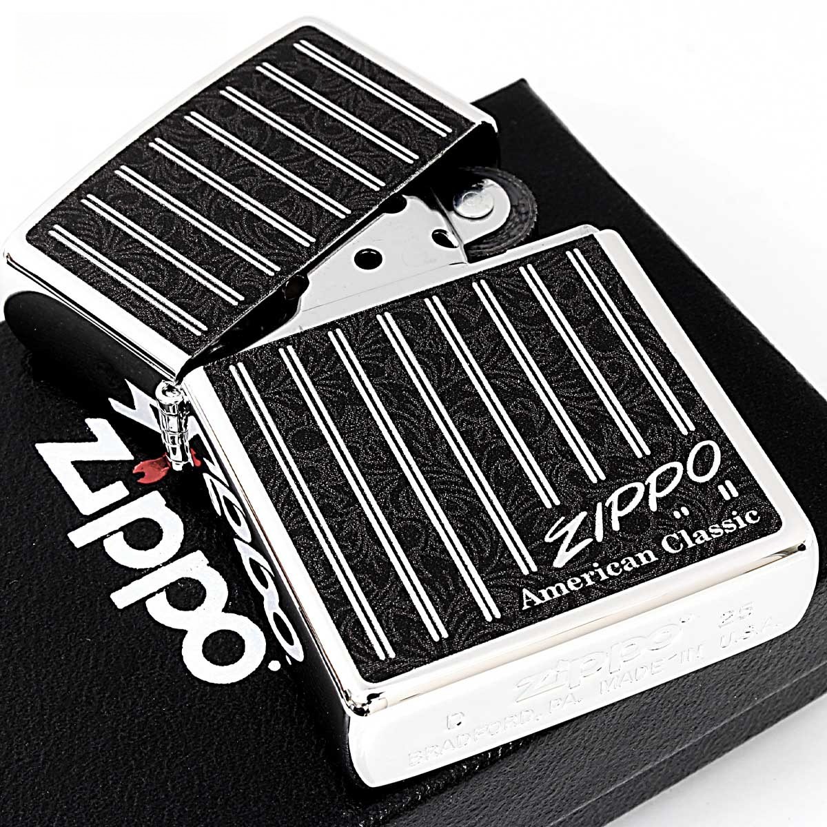 Zippo Lighter CASE ONLY American Classic Stripe ZIPPO Logo