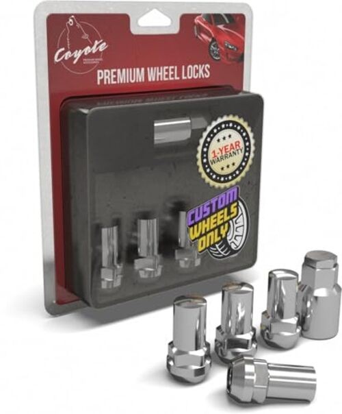 4 Locks + Key M14x1.5 14×1.5 Thread Closed End Bulge 1.65″ M14 x 1.5 Chrome