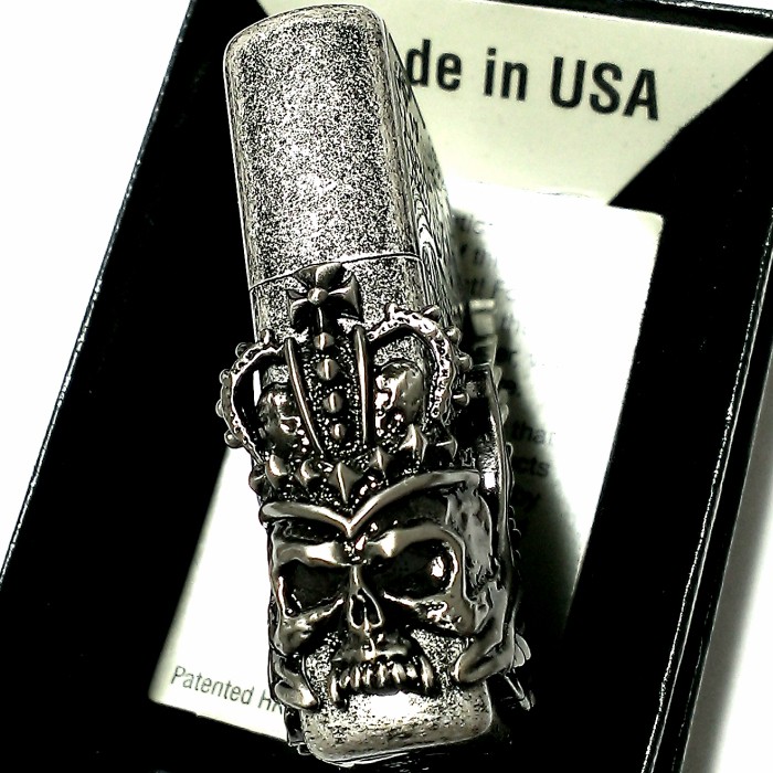 Zippo Fortune Head Silver Oxidized Skull 3 Sided Engraving Lighter Fortune Head