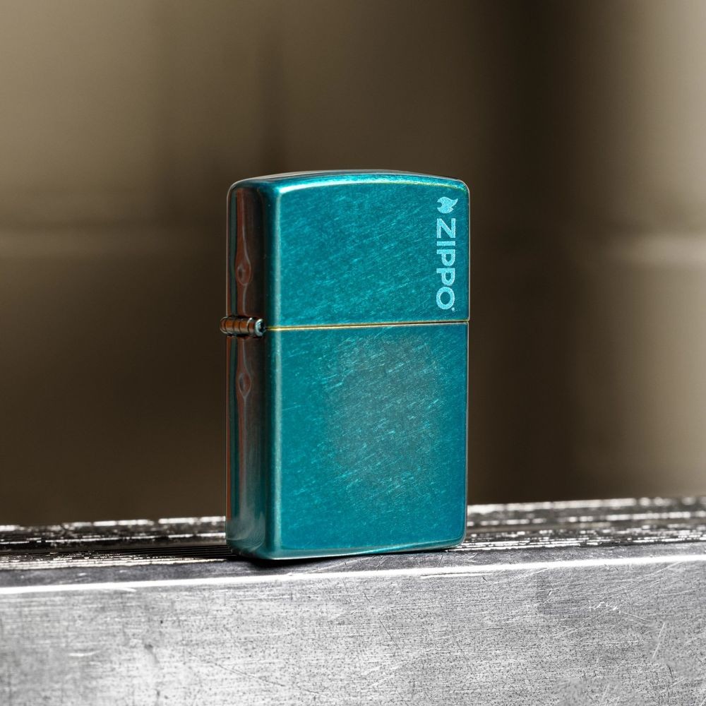 Zippo Classic Candy Teal Zippo Logo Windproof Pocket Lighter, 24004