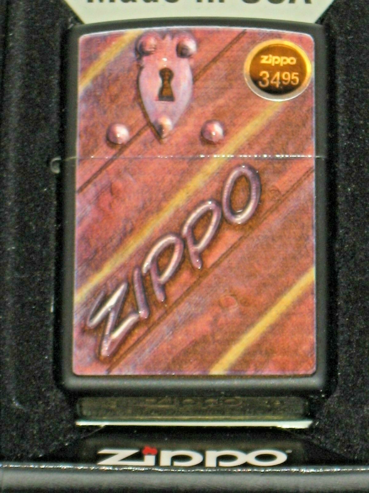 NEW Genuine ZIPPO USA Windproof Oil Lighter 29986 Textured Lock Design Black Cs