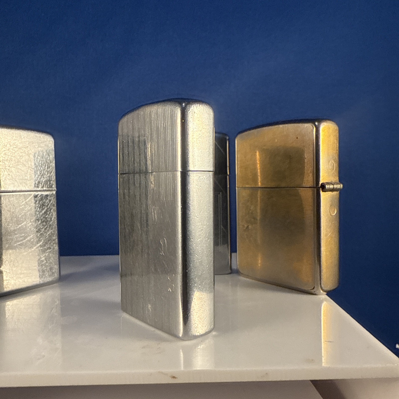 Zippo Lighters (Lot Of 4) Used 2 Slim 2 Regular J 07, A 03, 11 1, 1 1 All Strike