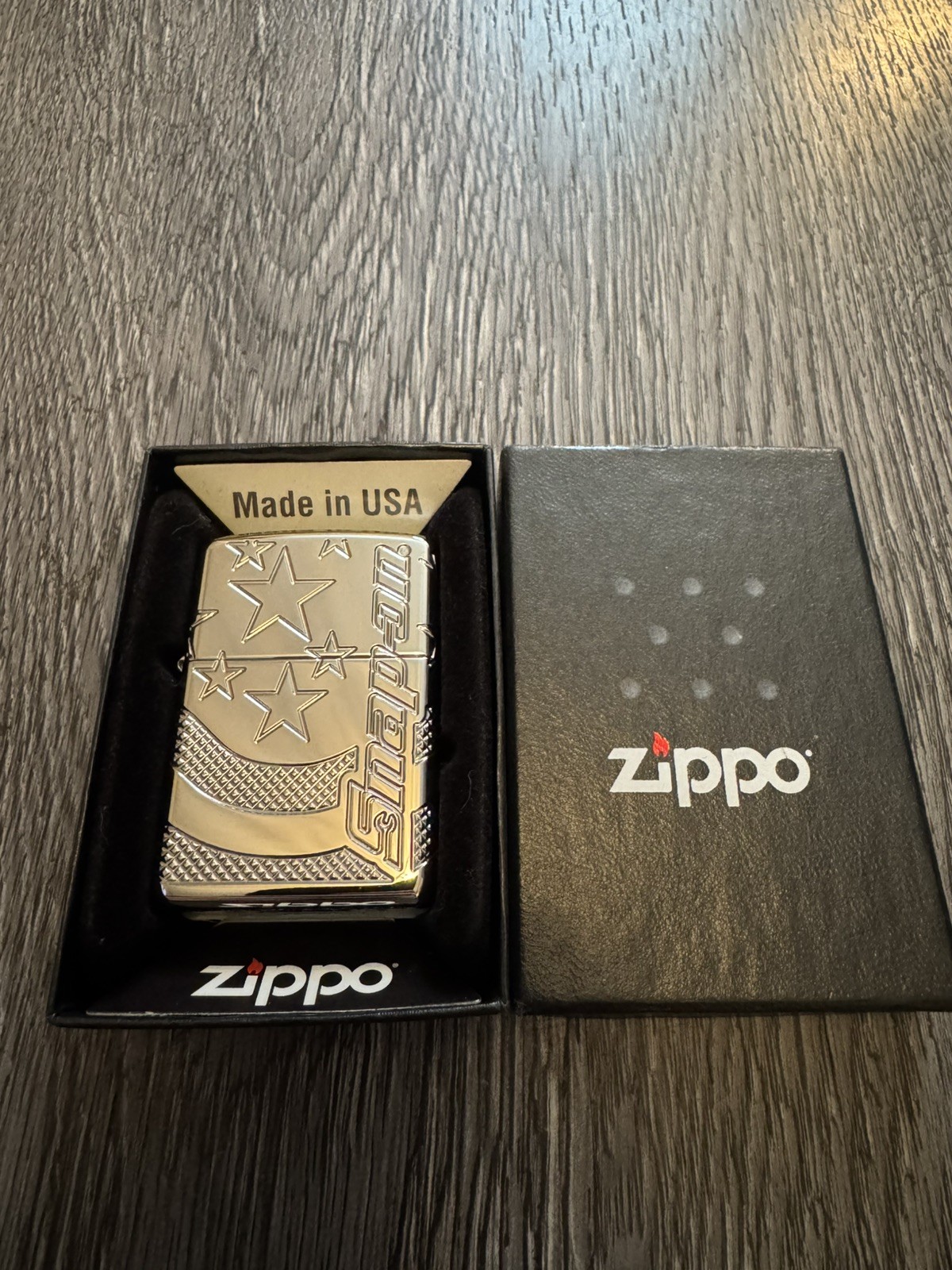 GENUINE SNAP ON American Stars and Stripes armour Zippo **RARE**