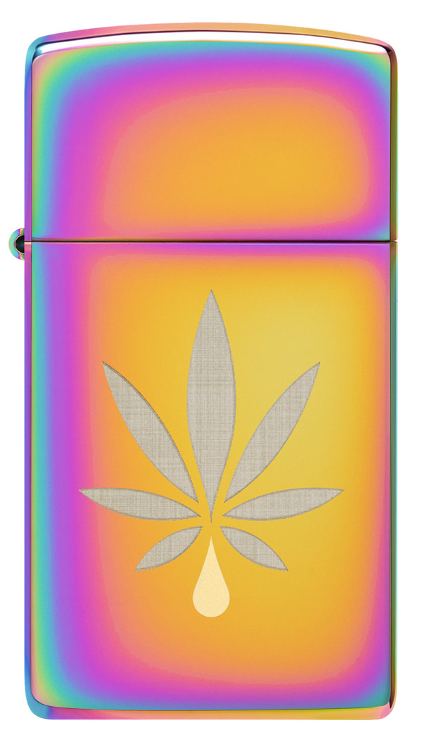 Zippo Slim Cannabis Leaf Laser Two-Tone, Multi Color Lighter #48670