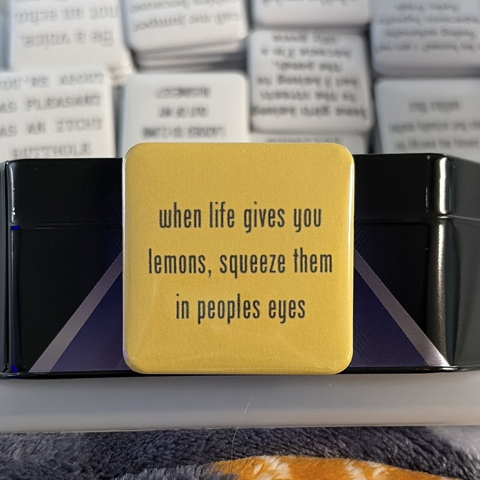 Novelty magnet „When Life Gives You Lemons, Squeeze Them in Peoples Eyes“