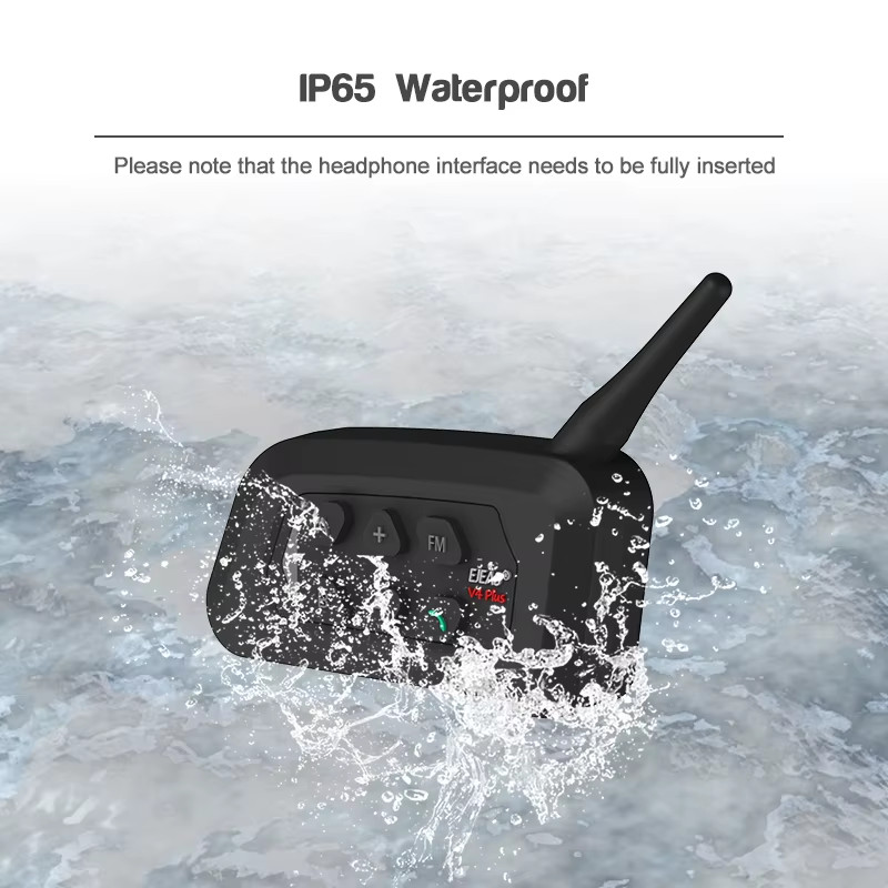 V4 PLUS Helmet Bluetooth Headset Intercom 2-4 Riders 1500M Full Duplex Intercomu