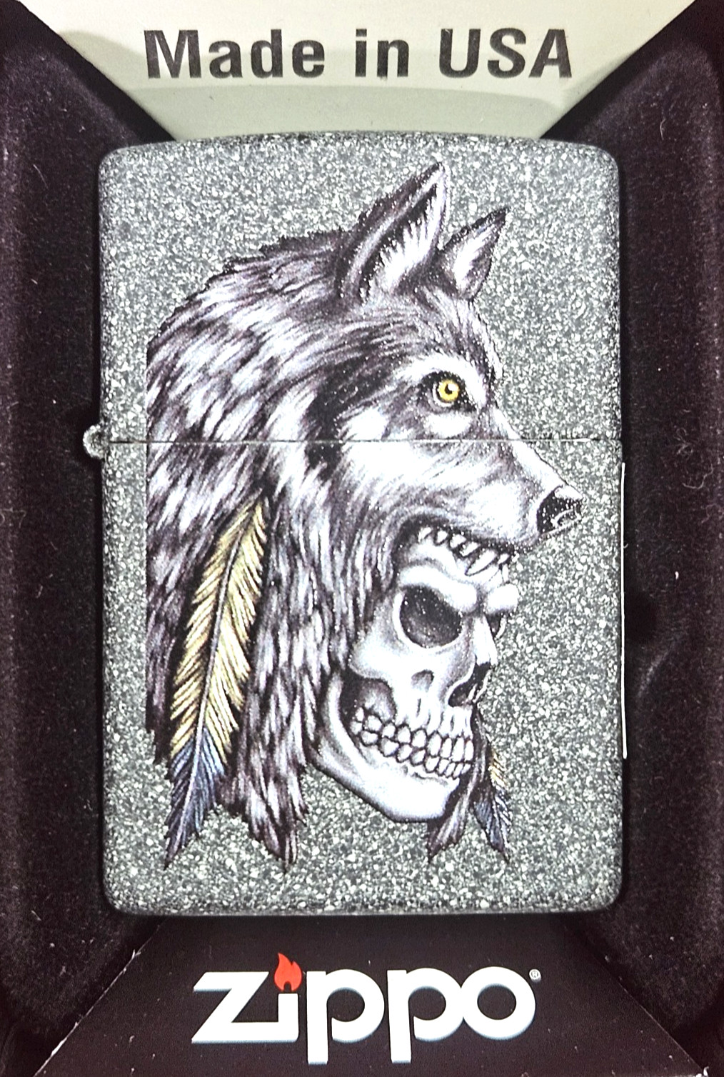 Zippo 29863 Windproof Lighter Wolf & Skull Design New Old Stock