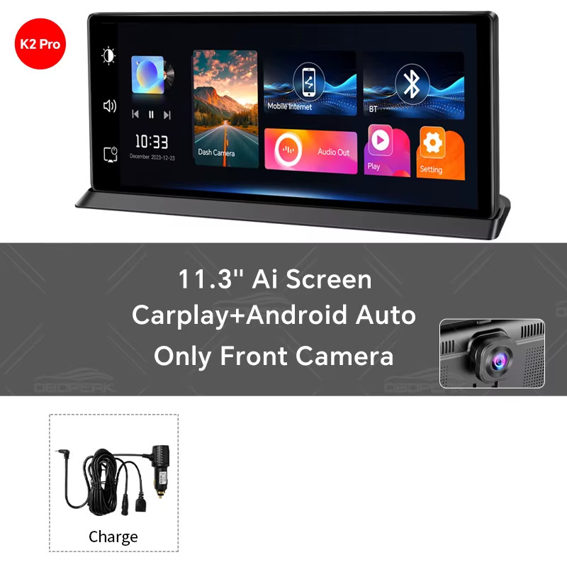 11.3 Inch K2 Pro Dash Cam 4K Carplay&Android Auto GPS Navigation Car DVR Audio D