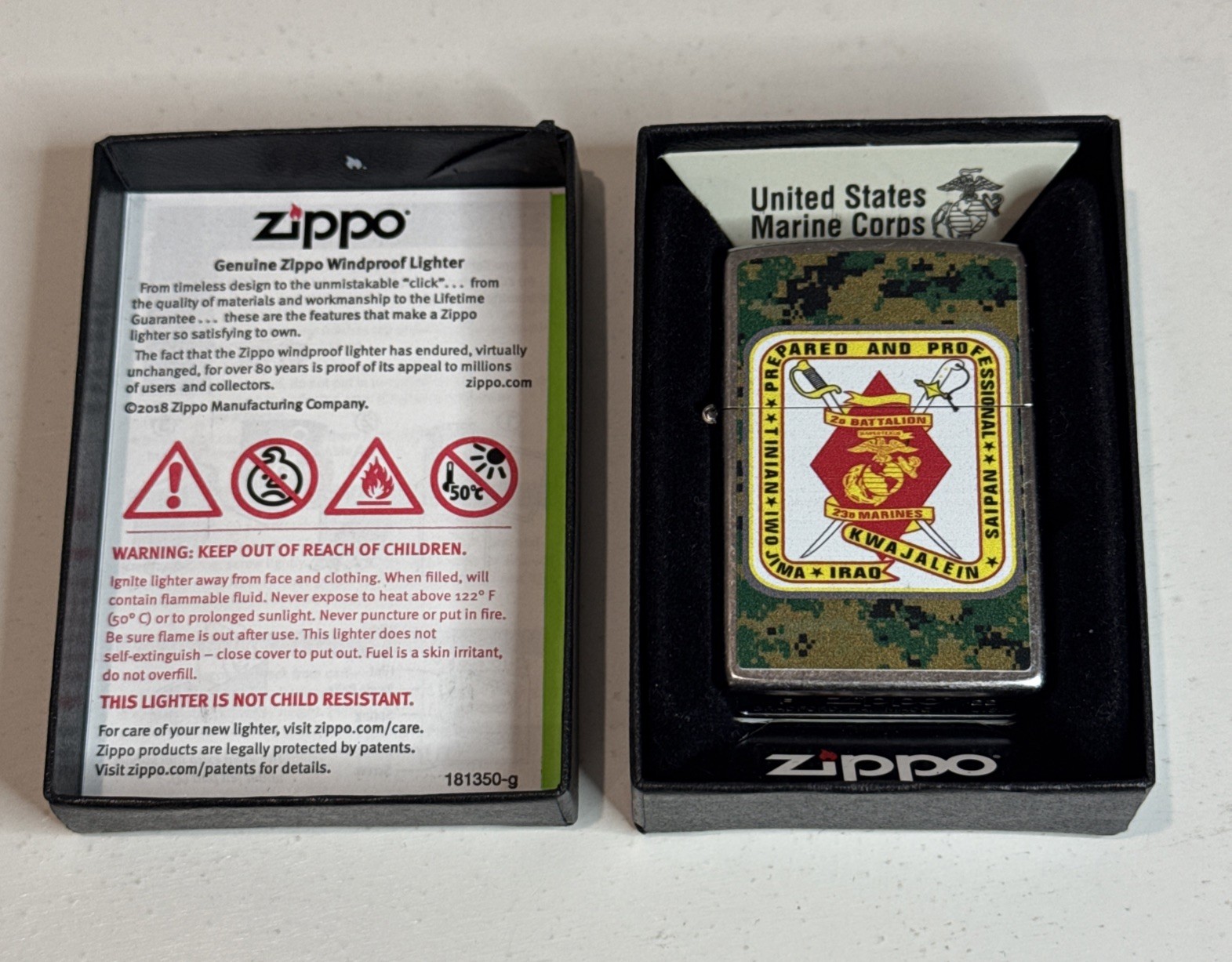 Zippo Lighter US Marine Corps Series 2022 / 2nd Battalion 23rd Marines / USA