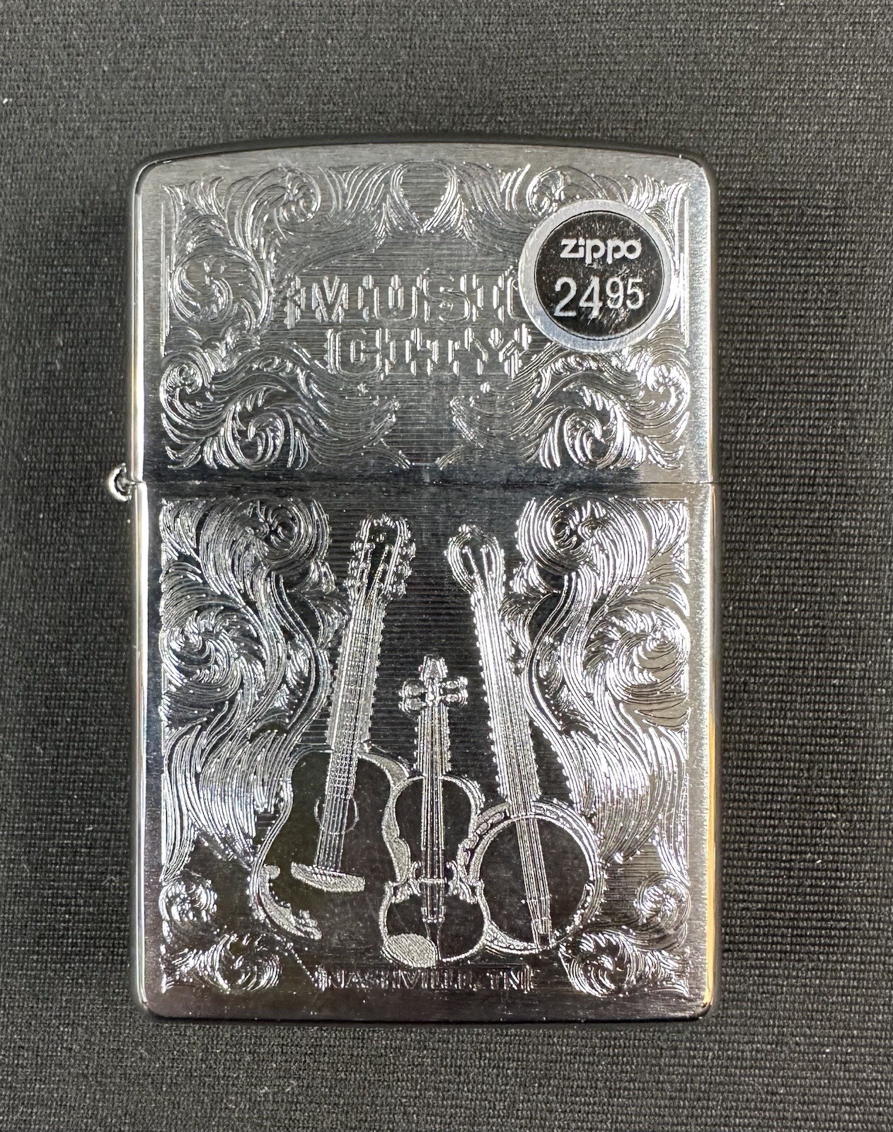 RARE NEW Music City Nashville TN Chrome Zippo Lighter B 12 BEAUTY FAST SHIPPING