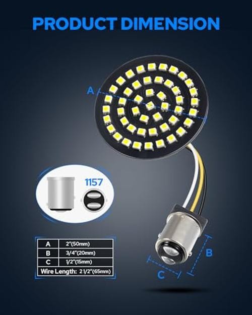 New 1157 LED Motorcycle Front Turn Signals Bulbs 2 Inch Bullet Lights with