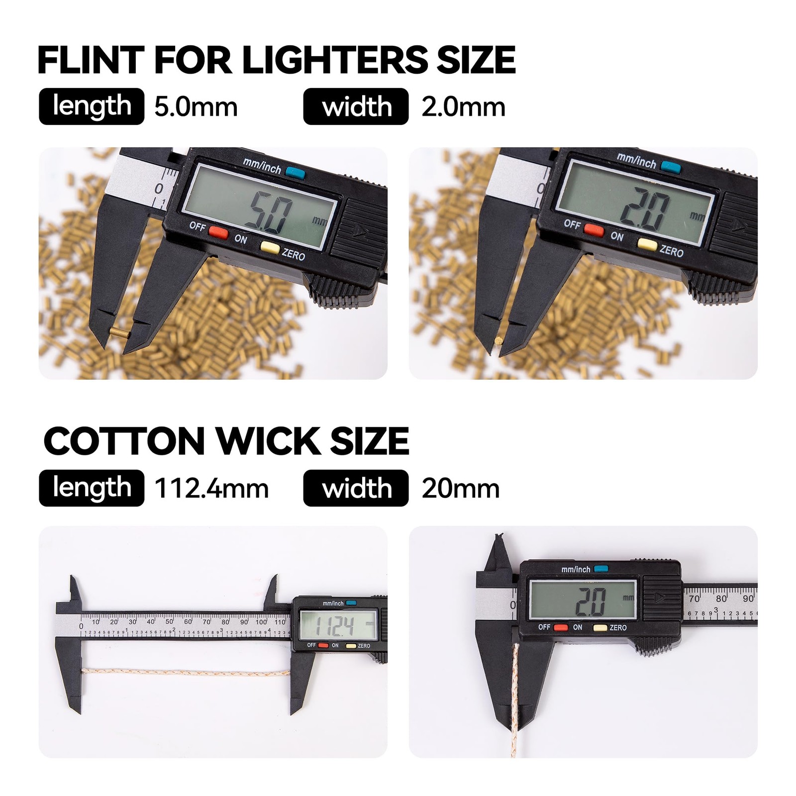 500Pcs Flint Refills & 10Pcs Cotton Balls & 1Pcs Tweezers & 8Pcs Flints Set