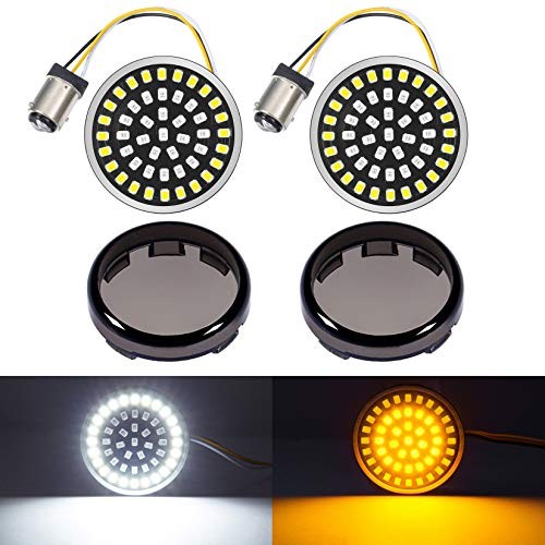 1157 LED Front Turn Signal Light 2″ Bullet Smoke Lens Cover Kit Compatible