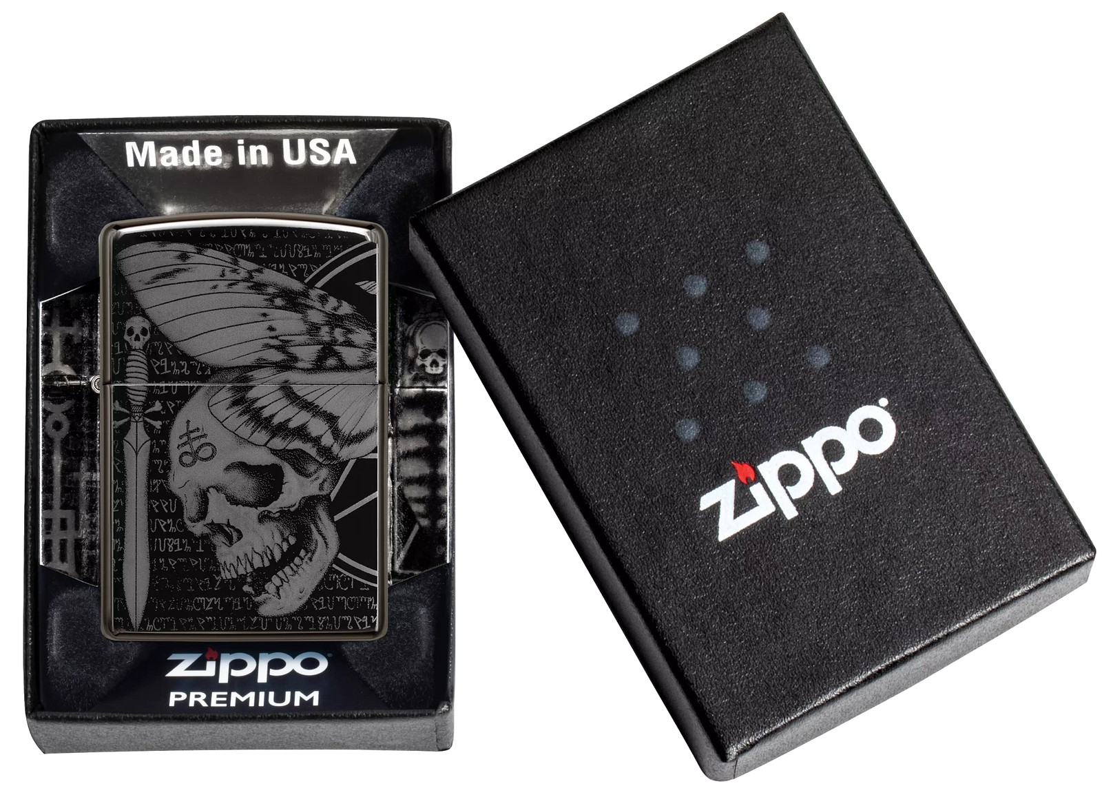 Zippo Hawkmoth Ebony Windproof Pocket Lighter, 24756-081192