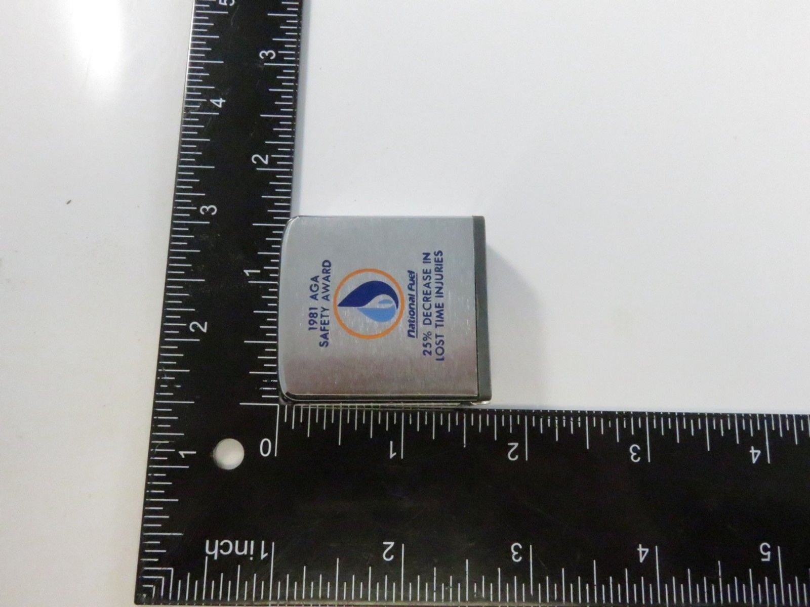 Zippo Measuring Tape 1981 AGA Safety Award National Fuel Stainless