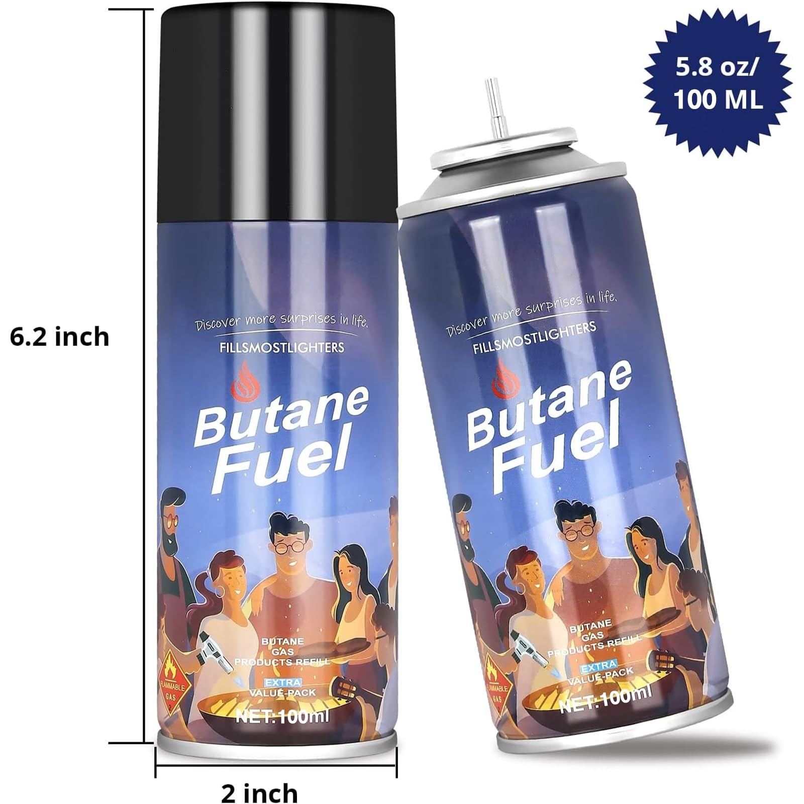 KinetiFire Premium Butane Refill with 0 3 Pack, Black