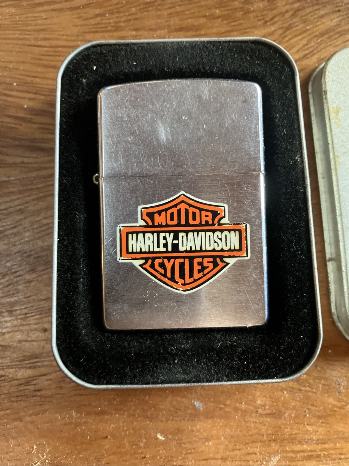 Zippo Harley Davidson Logo Silver Brushed Lighter Used 2006 Works Needs Flint