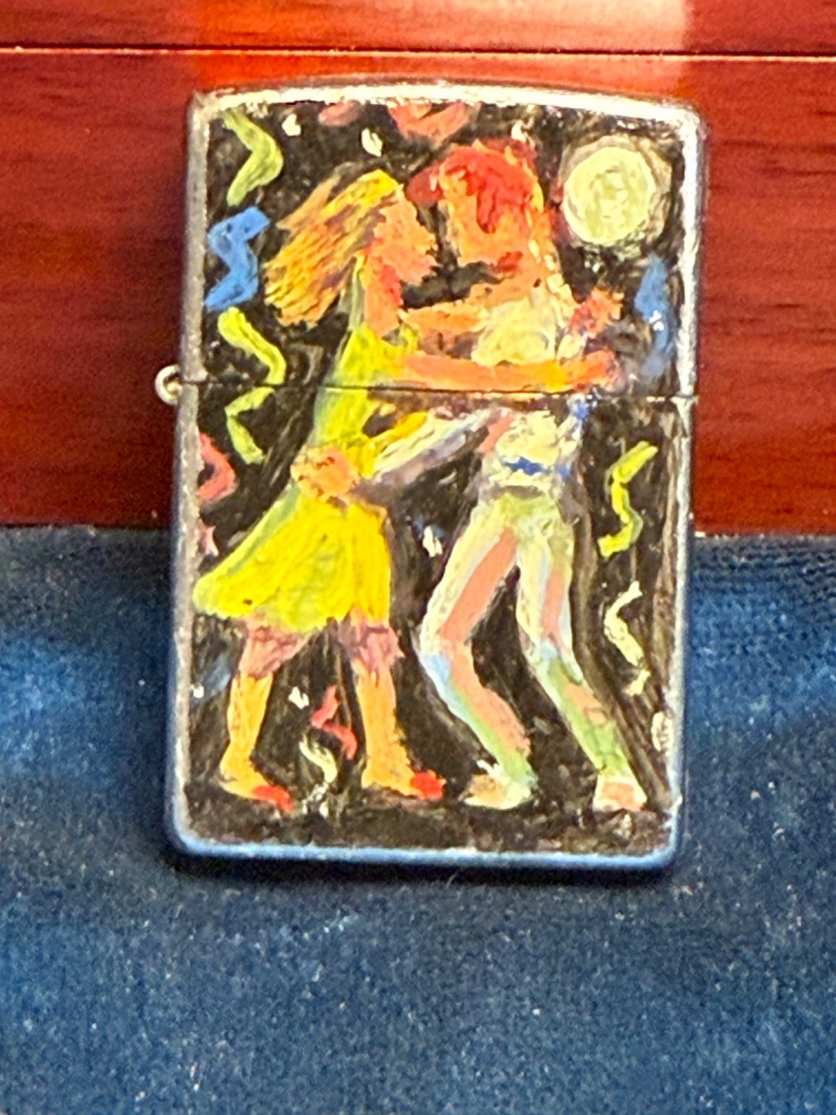 👀 One Of A Kind Folk Art Zippo Lighter Hand Painted Signed By Leo 👀