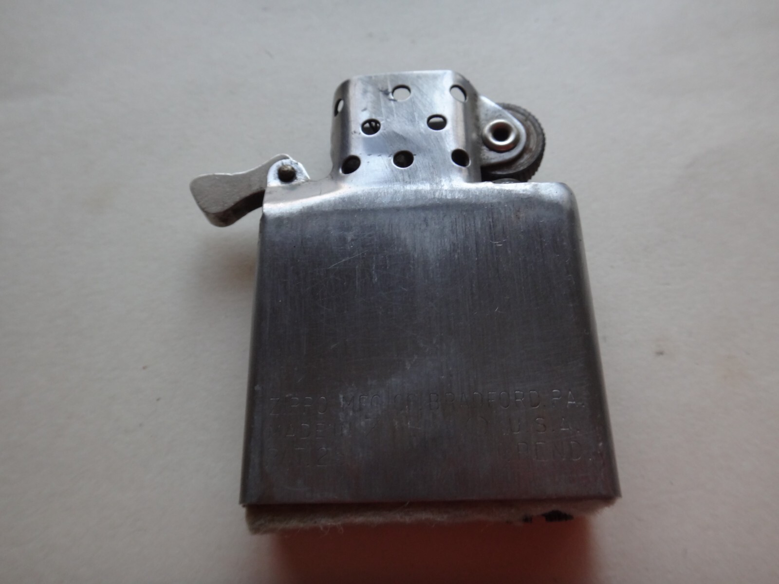 Vintage Circa 1958-59 Brushed Chrome Zippo Lighter PAT. 2517191 PAT. PEND.