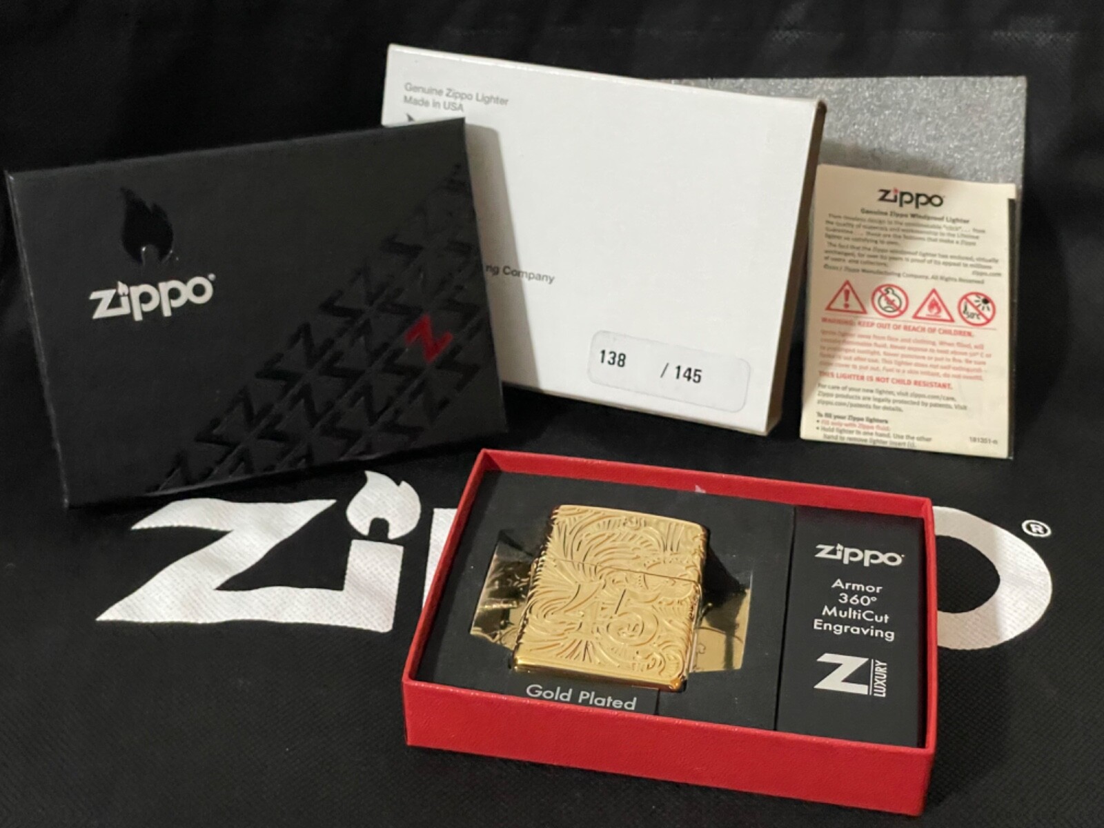 Zippo Lighter Venetian 45th anniversary Gold Plated 138/145
