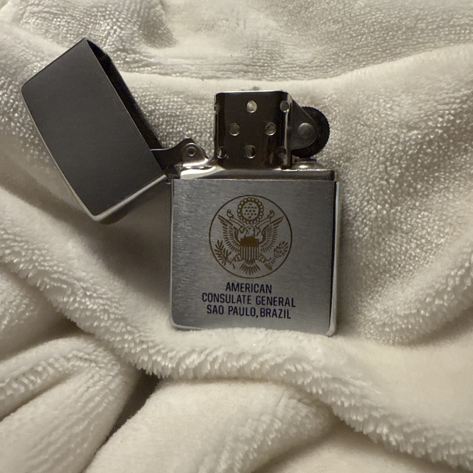 1974 ZIPPO American Consulate General SAO Paulo Brazil Butane Lighter (BN) ~ FS