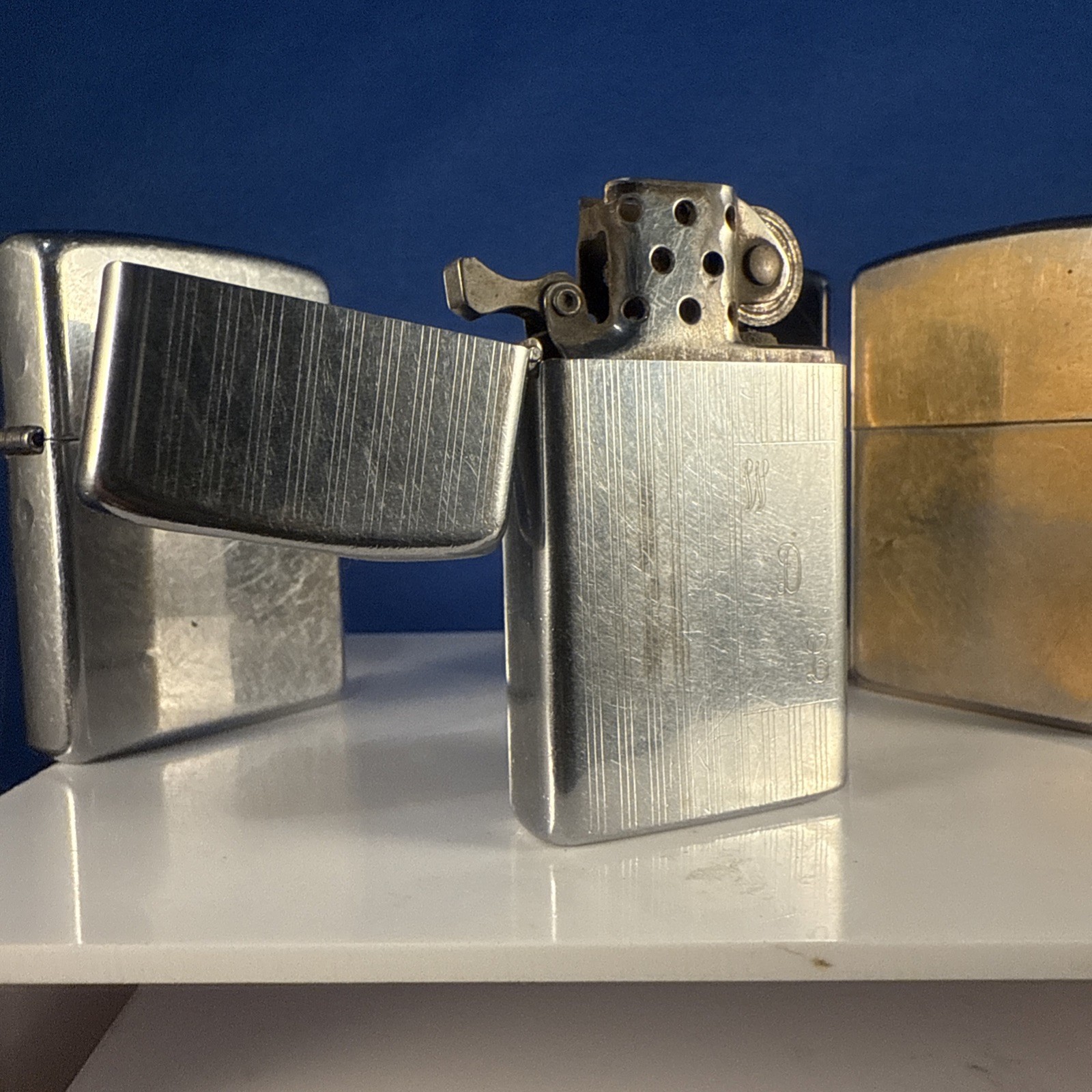 Zippo Lighters (Lot Of 4) Used 2 Slim 2 Regular J 07, A 03, 11 1, 1 1 All Strike