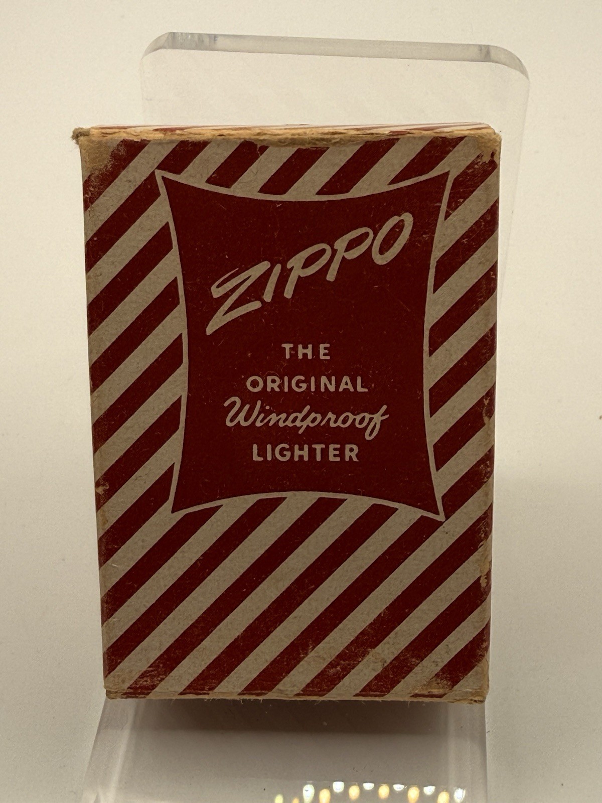 1950’s Zippo Lighter patent 2517191 With Candy Stripe Box.