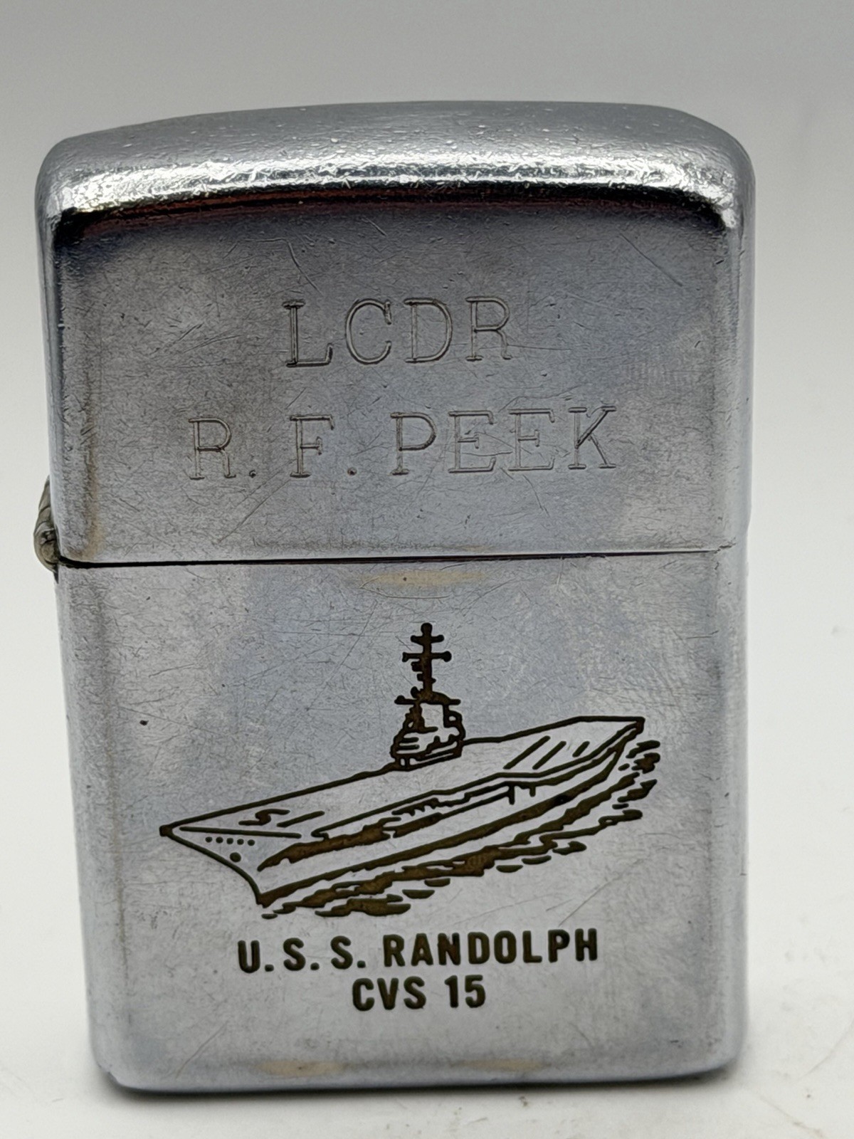Vintage 1967 USS Randolph CVS 15 Military Ship Chrome Zippo Lighter