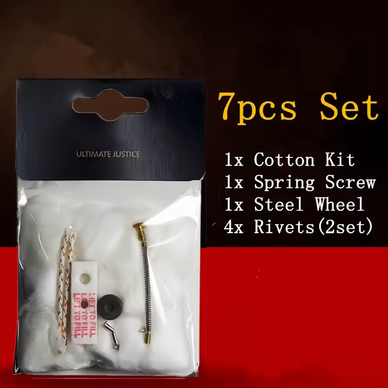 2-Pack Lighter Repair Set 7PCS Each Cotton Wheel Spring Rivet Wick For ZIPPO
