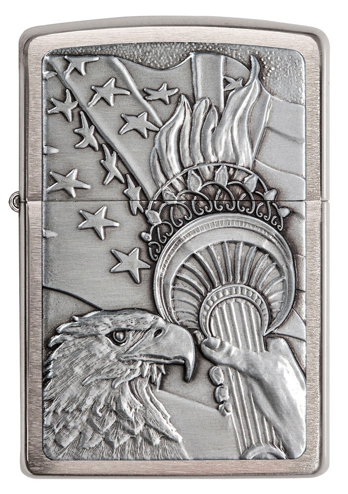 Zippo Patriotic Eagle Brushed Chrome Windproof Pocket Lighter, 20895