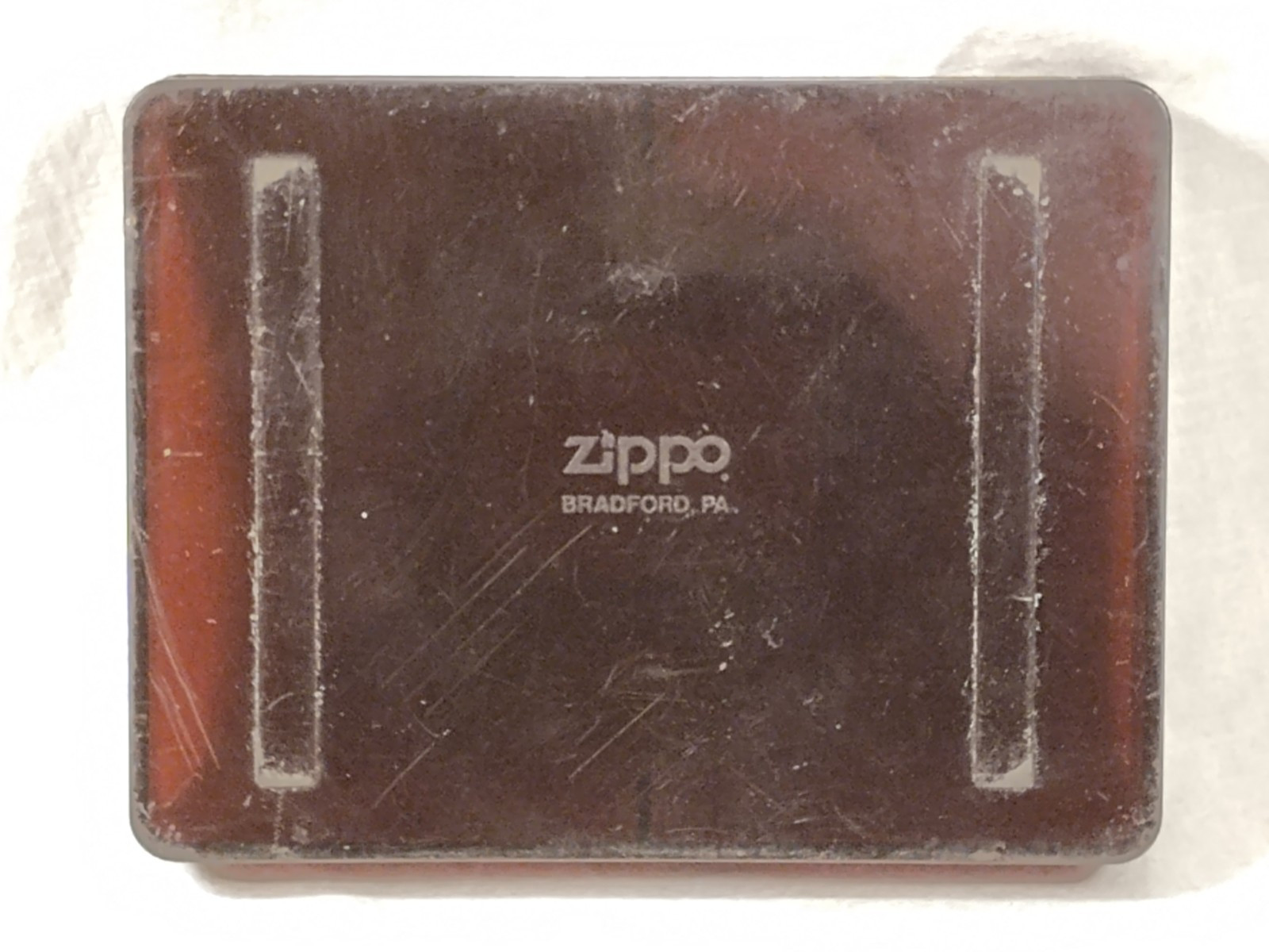 Vintage Zippo Playing Card Box Plastic Amber Double Slot