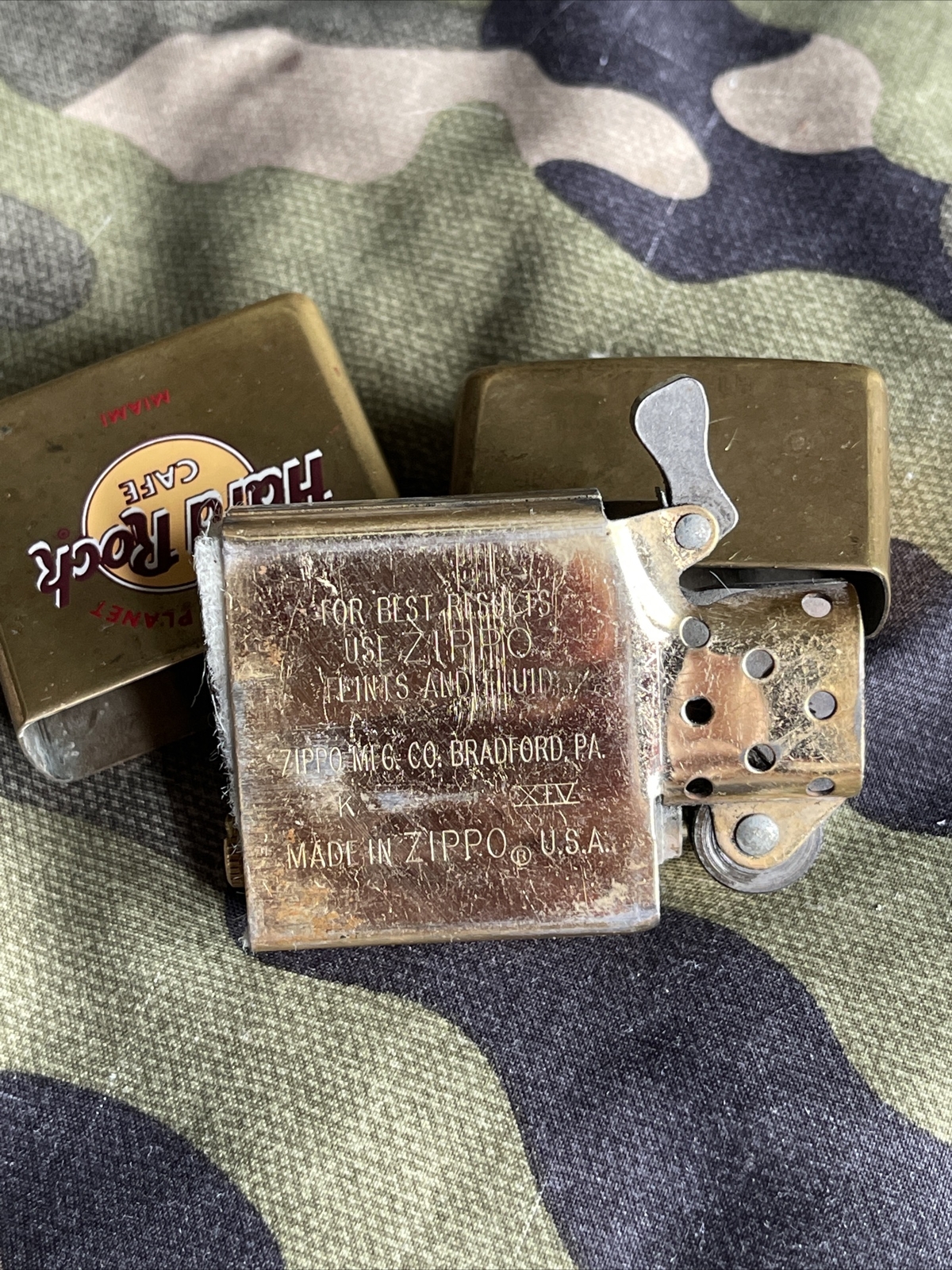 1998 Zippo Lighter – Hard Rock Cafe – Miami – Save The Planet – Solid Brass
