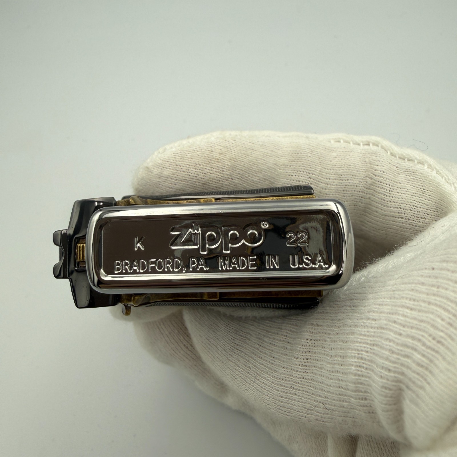 New Zippo oil Lighter Gun gold silver with box
