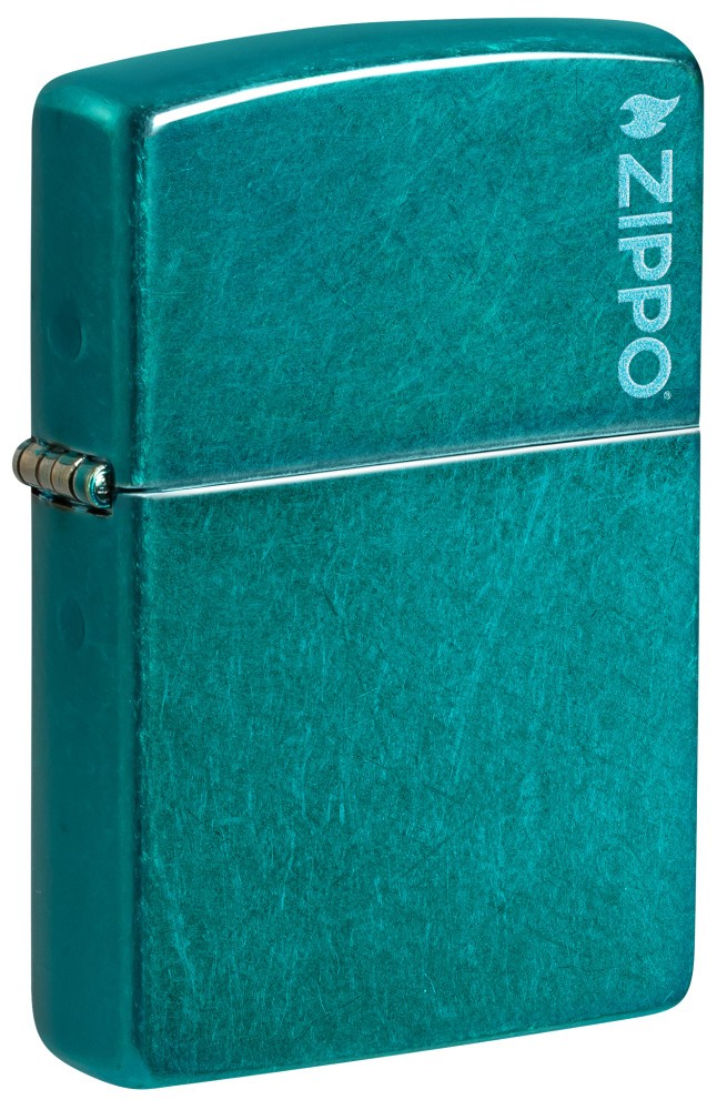 Zippo Classic Candy Teal Zippo Logo Windproof Pocket Lighter, 24004