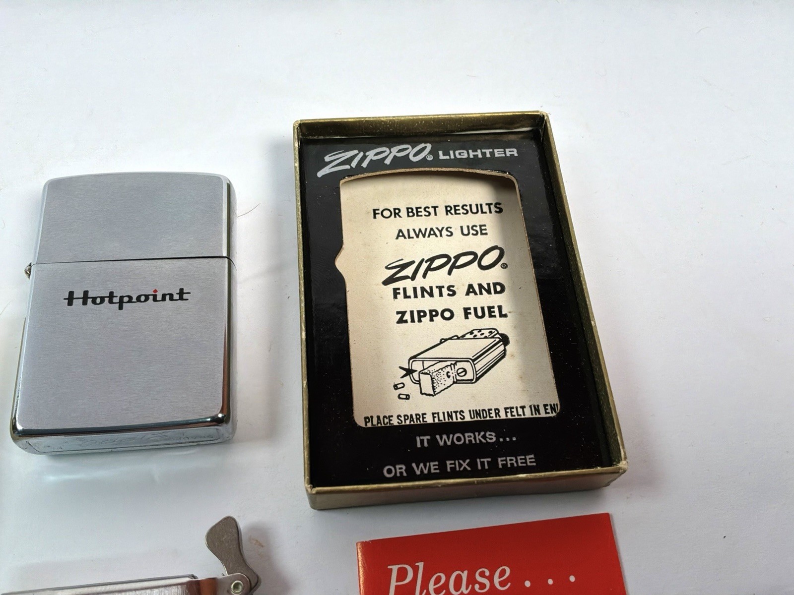 Vintage 1973 Zippo Lighter Hotpoint Advertising MIB Unfired W/ Info BookletA++++