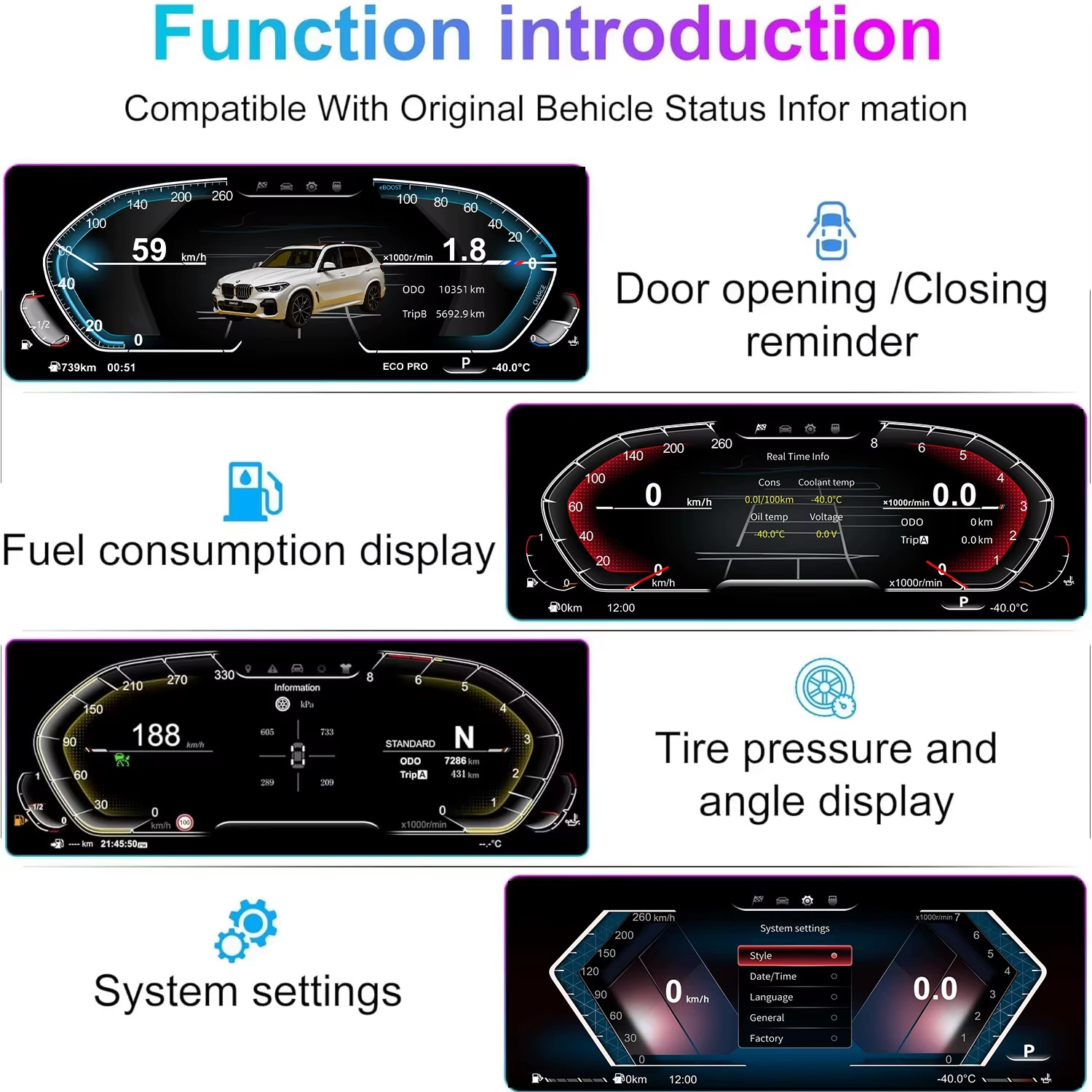 10″Cluster Digital Dashboard For BMW 1/2 Series F20 F52 F22 F45 X1 F48 F49 F39 O