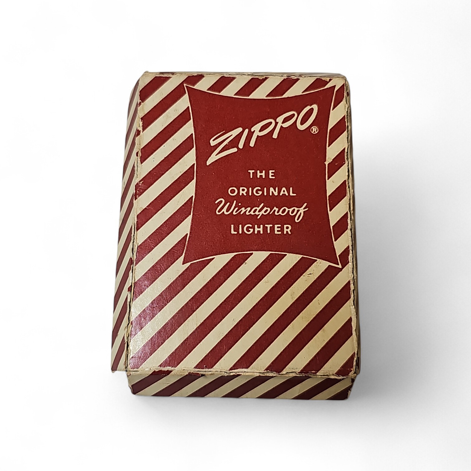 Vintage Zippo Red And White Stripe Original Lighter BOX ONLY