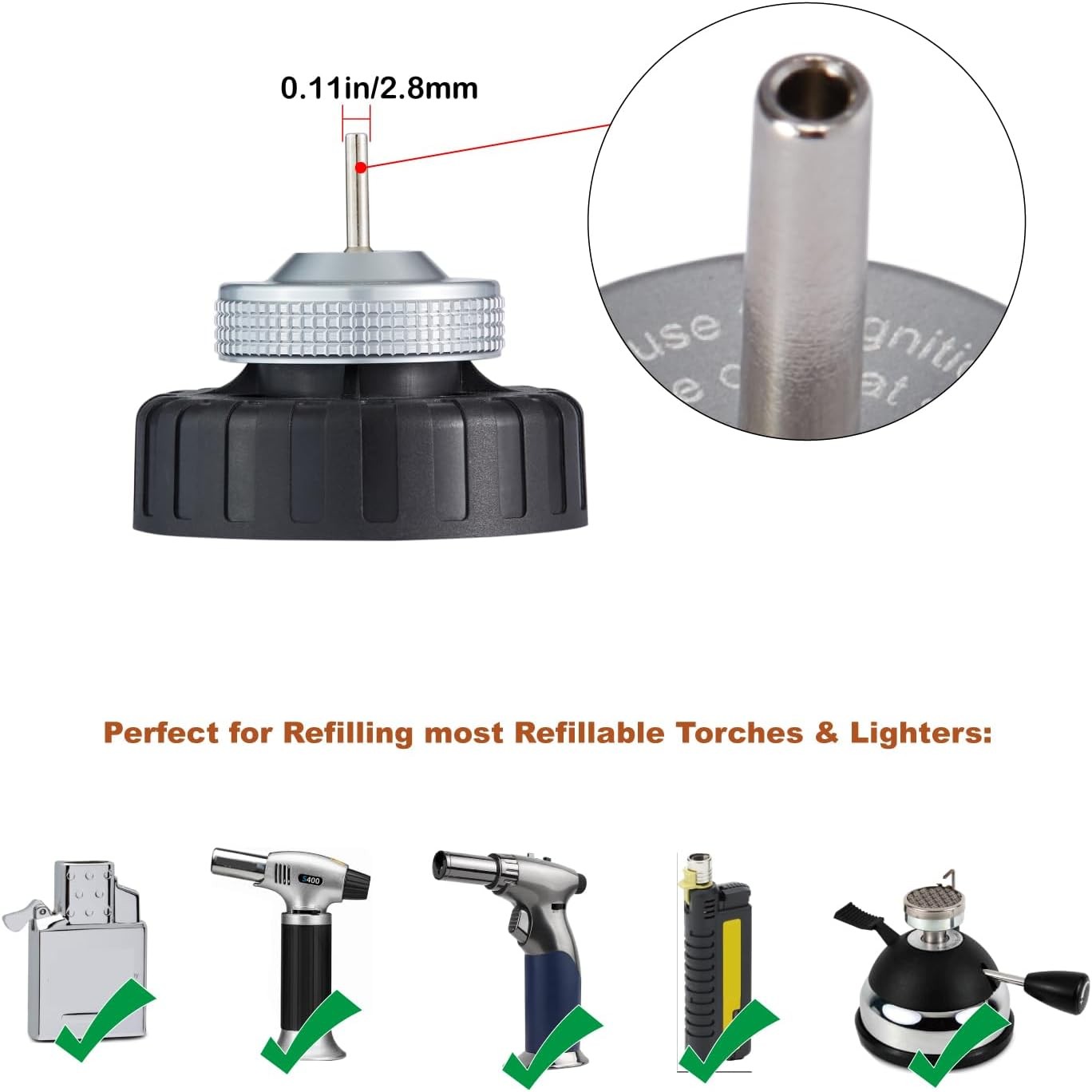 Butane Fill Adapter,Gas Refill 2.16*2.16*1.77in/ 5.5*5.5*4.5CM, Grey