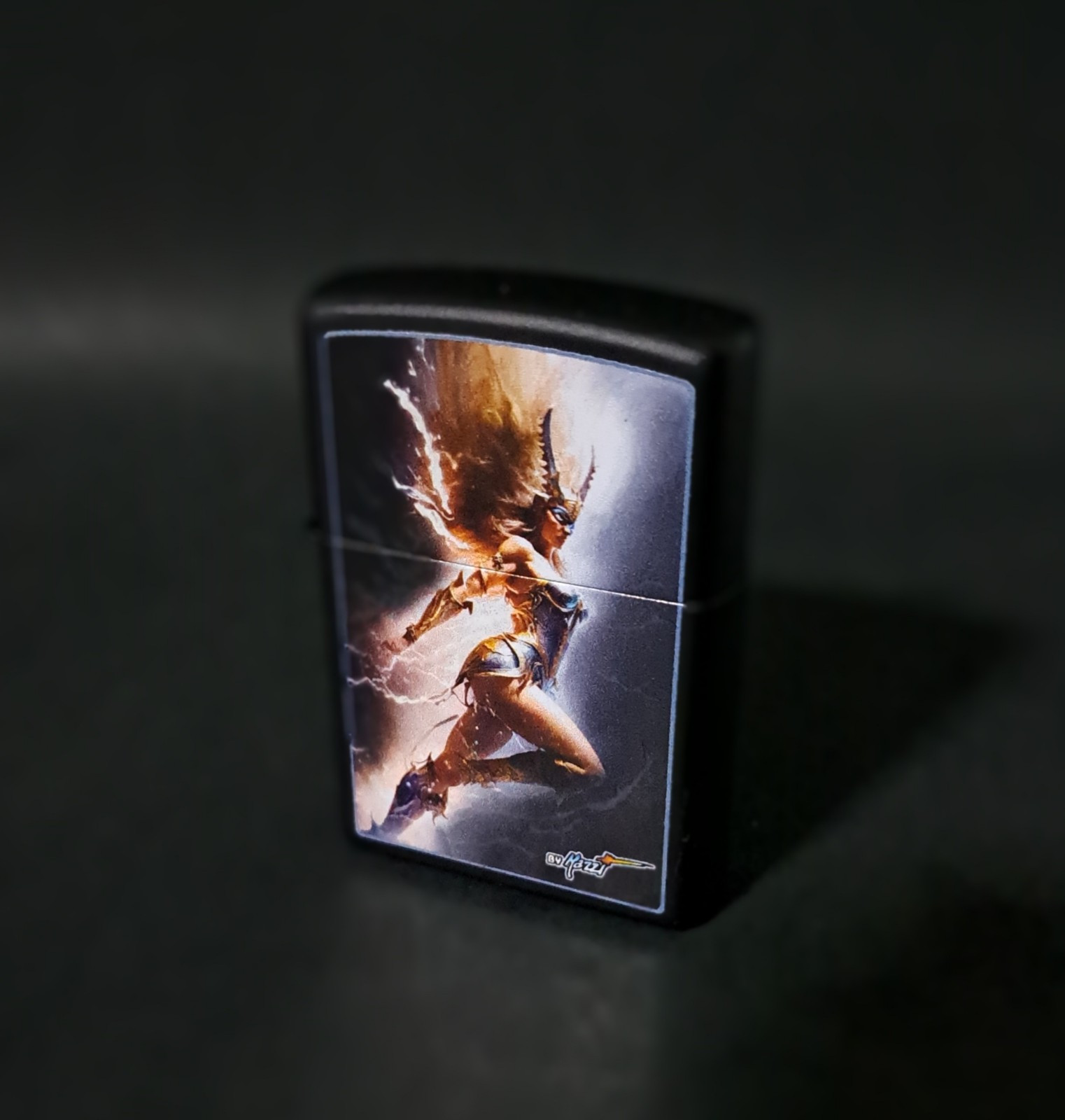 Custom Engraved Goddess Of Lightning Black Matte Zippo Lighter | New 2024