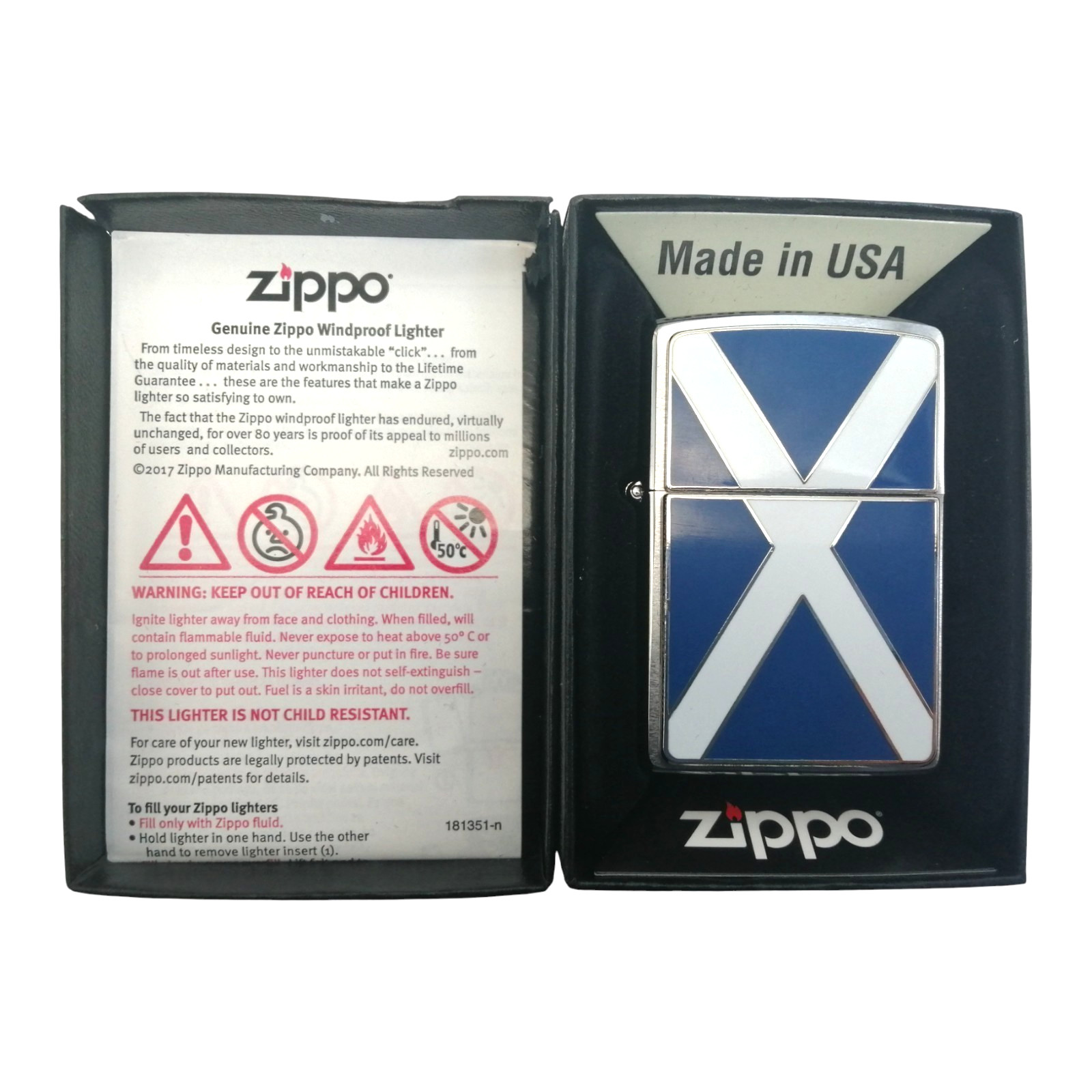 Zippo Windproof Lighter Durable Refillable Scotland Scottish Flag Gift Box